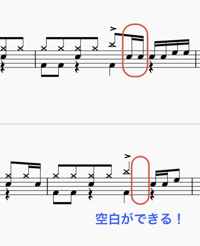 ミスのパターンの空白