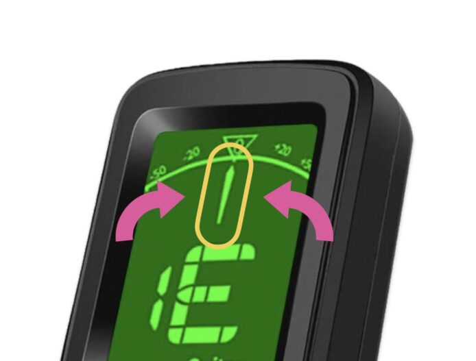 チューナーの真ん中に、目であわせる